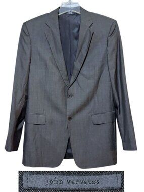 John Varvatos Wool Silk Jacket Blazer Sharkskin Microcheck ITALY 50 L IT 40 US